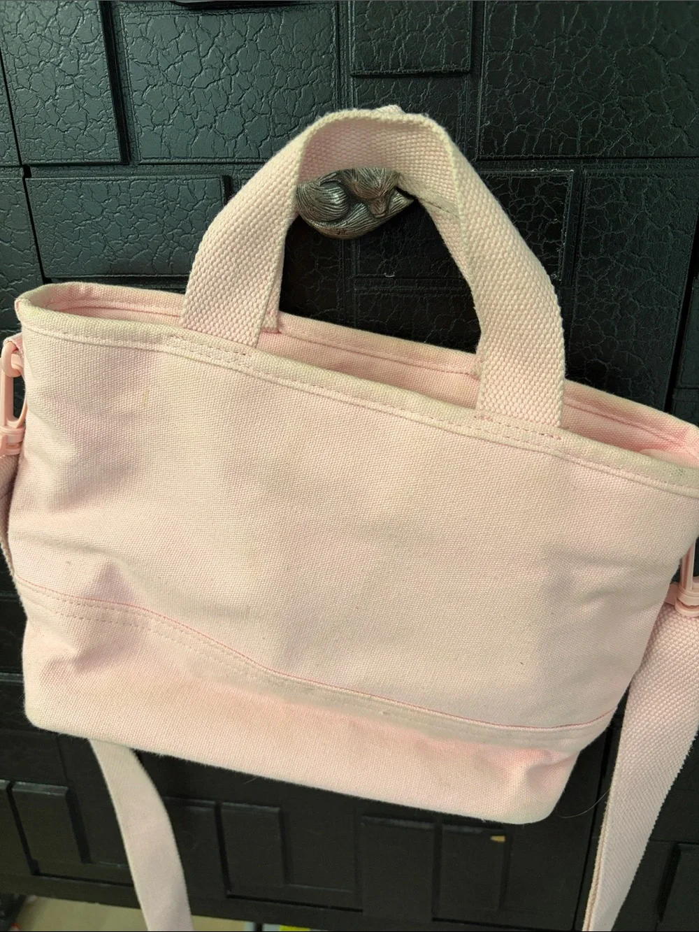 Disney Pink Canvas Tote with White Ghost Mouse Appliqués
